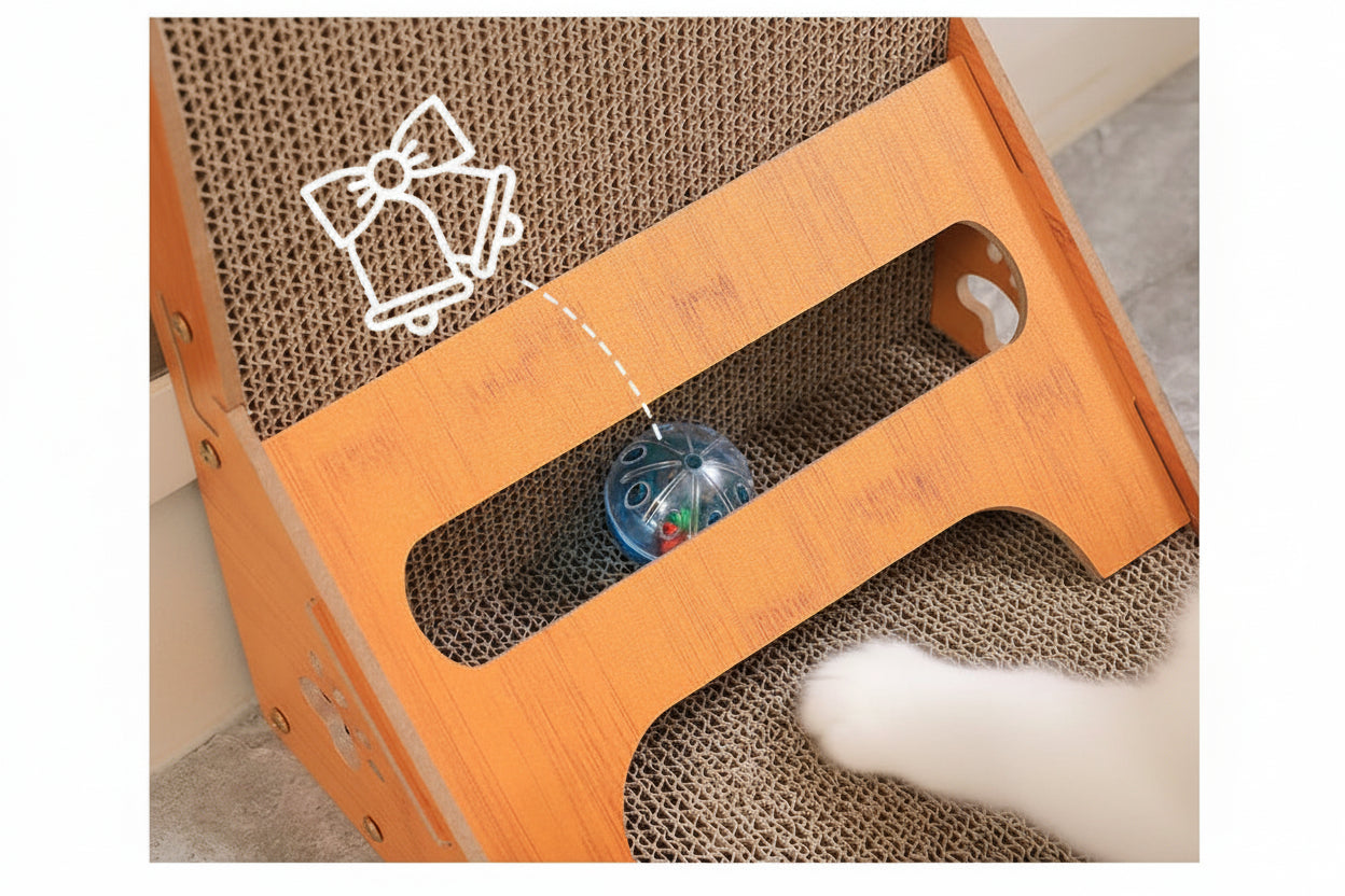 Griffoir Vertical pour Chat — Carton Ondulé avec Herbe à Chat - Catounet