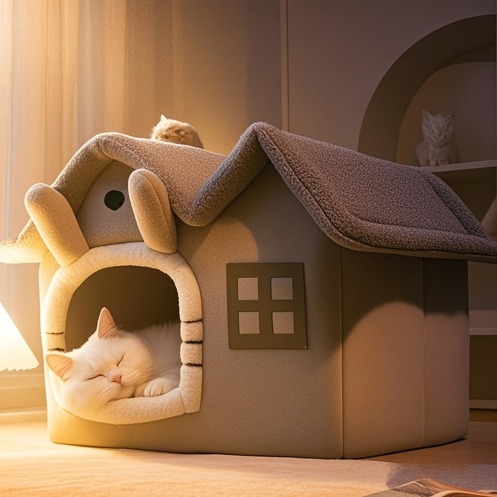 Maison Lit pour Chat Classique Douce - Niche Confortable pour Petits Animaux - Catounet