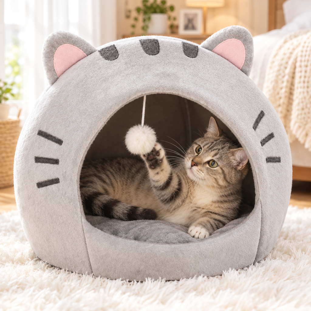 Lit pour Chat en Forme de Chat - Kawaii et Douillet
