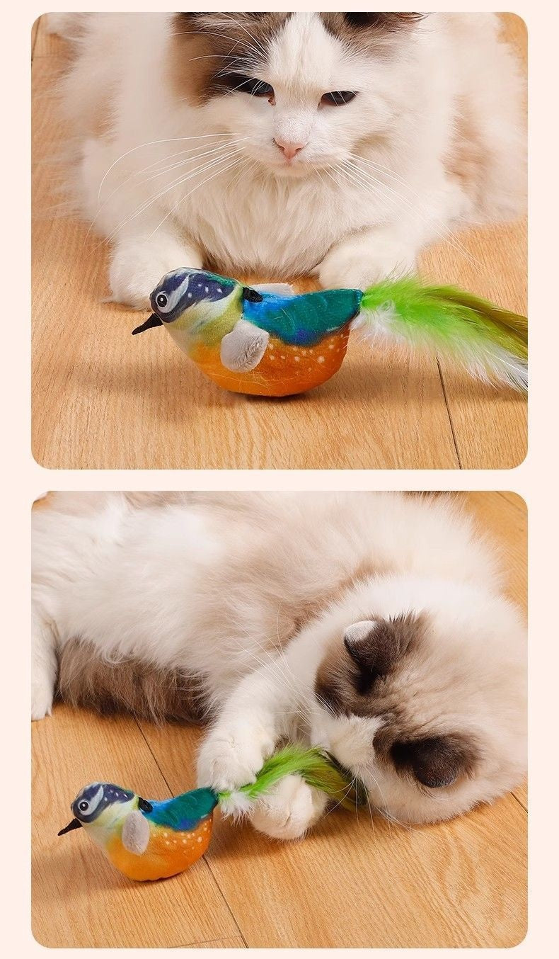 Jouet Oiseau Sonore Suspendu pour Chat — Peluche Interactive - Catounet