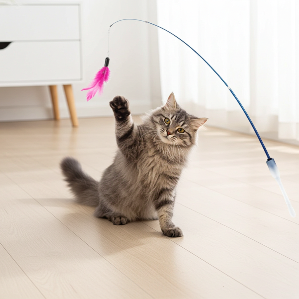 Canne à Pêche Interactive avec Plumes pour Chat