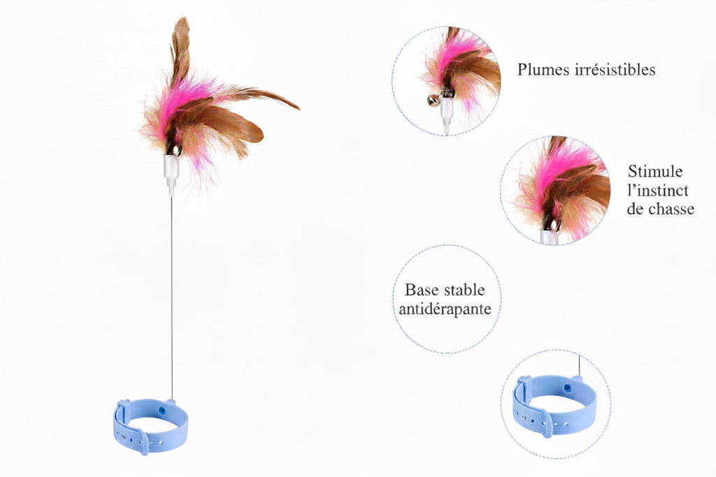 Jouet Collier Amusant avec Plumes pour Chat - Catounet