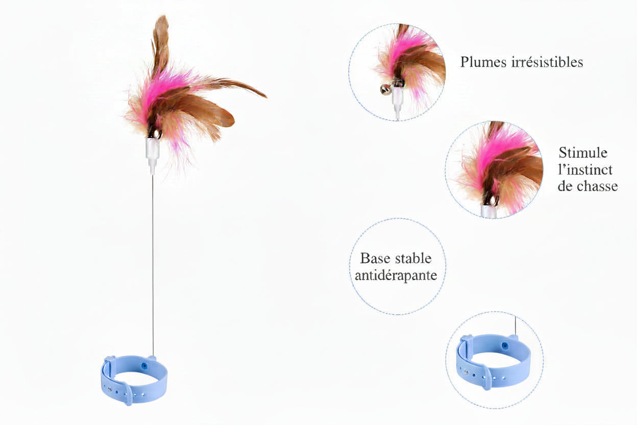 Jouet Collier Amusant avec Plumes pour Chat - Catounet