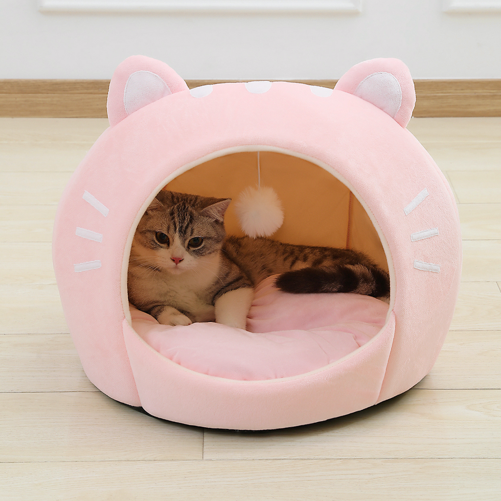 Maison Lit pour Chat en Forme de Chat Rose ToyalFriends