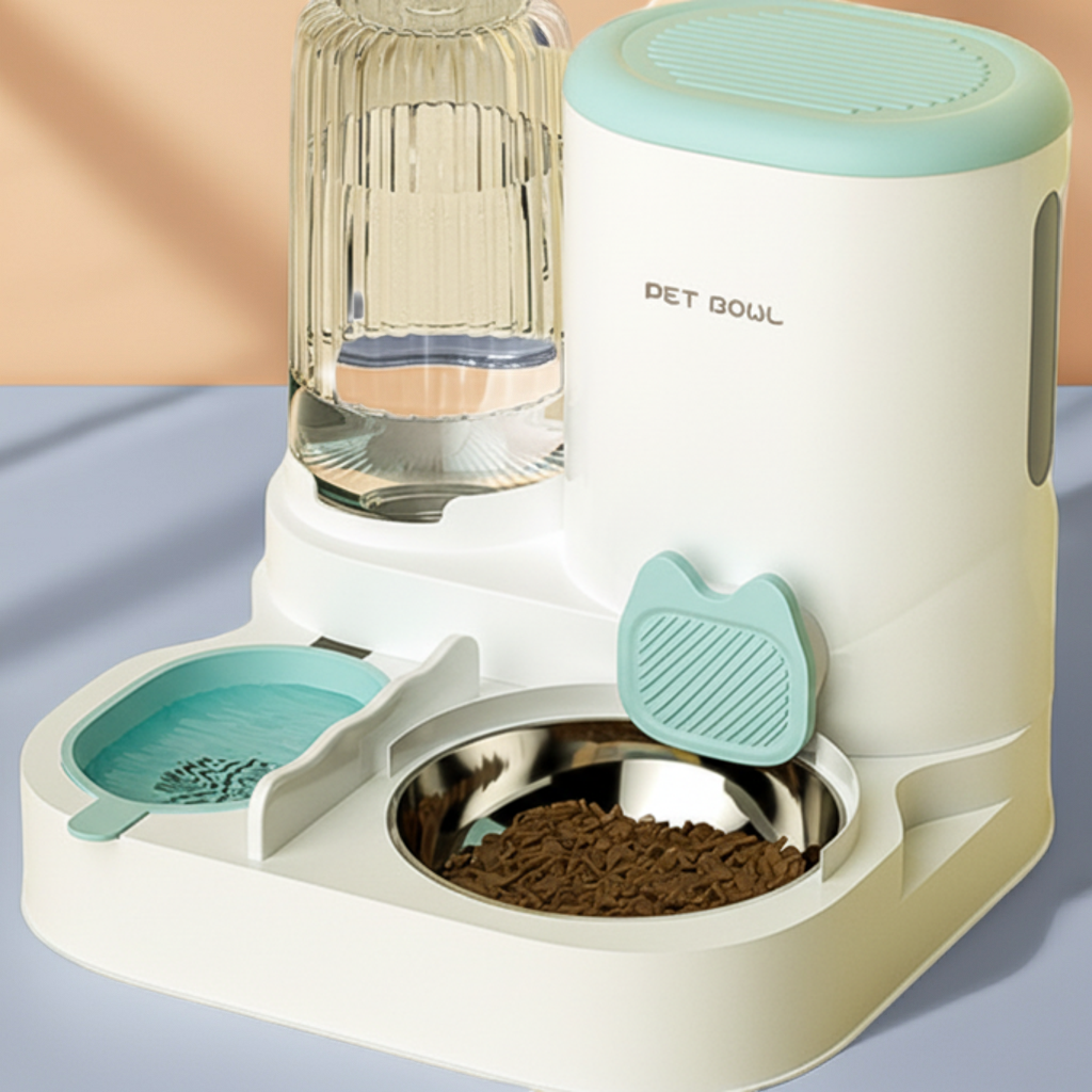 Distributeur Eau et Nourriture 2-en-1 pour Chat