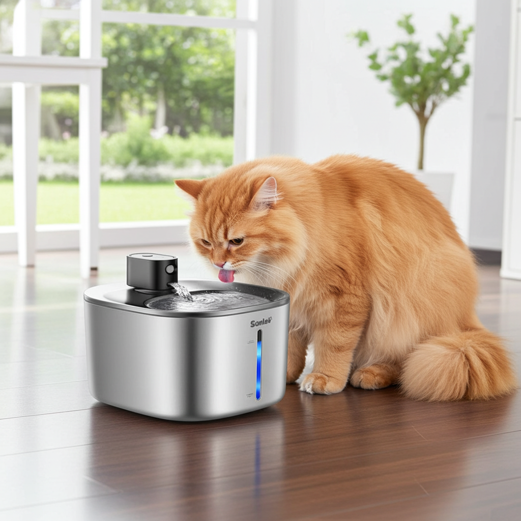Fontaine à Eau Intelligente pour Chat — Sans Fil, Inox SUS304