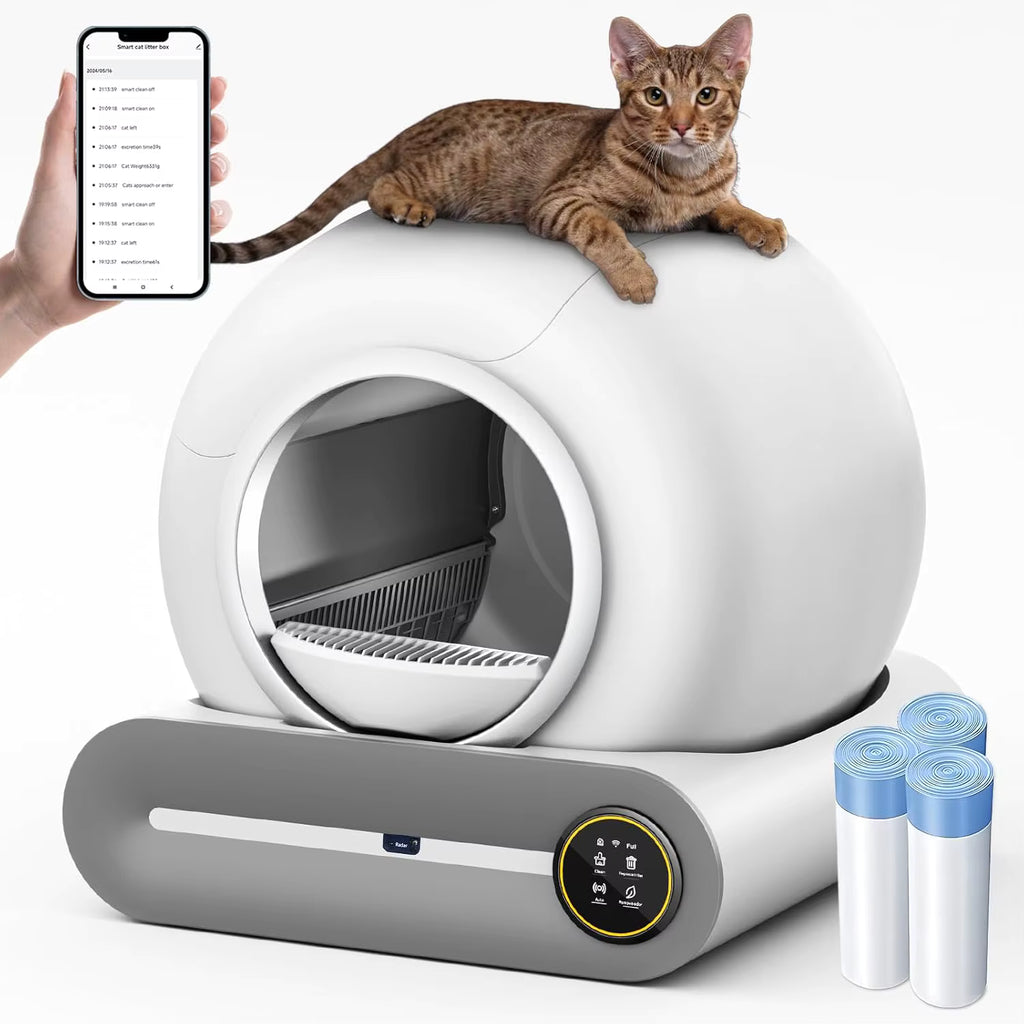 Litière Automatique Connectée pour Chat — 65L, Nettoyage Auto & Contrôle par Application