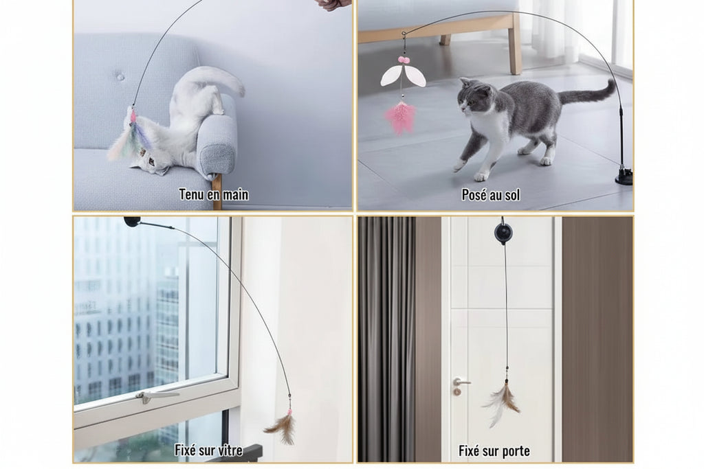 Jouet Papillon Interactif pour Chat avec Ventouse - Catounet