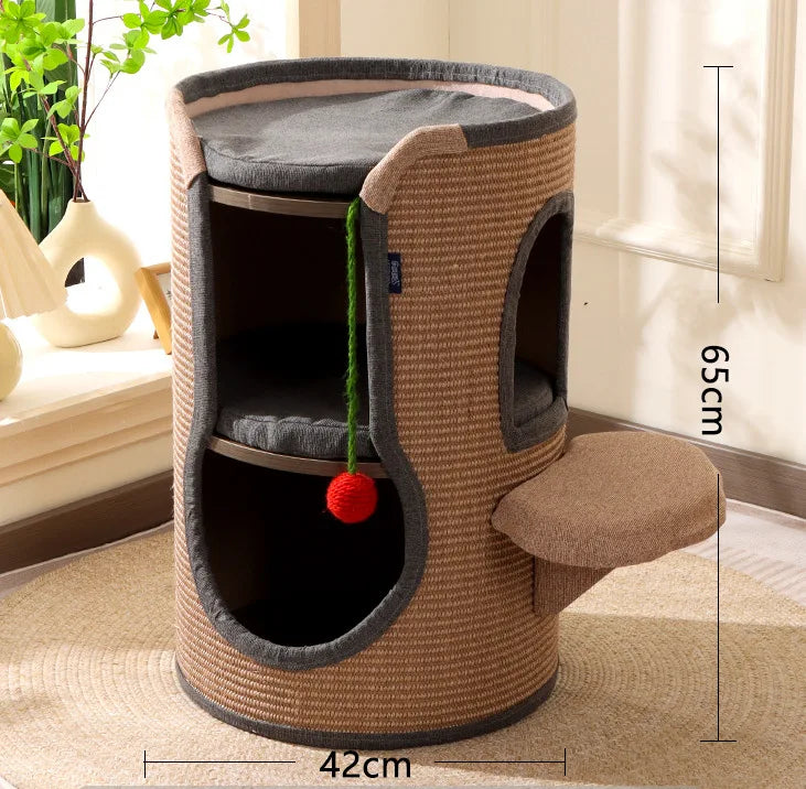 Tonneau pour Chat — Arbre à Chat Griffoir Sisal & Condo Compact - Catounet