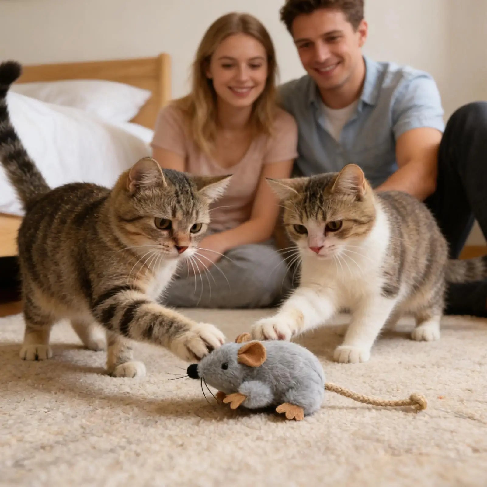 Jouet Souris en Peluche Interactive pour Chat — Son Intégré au Toucher