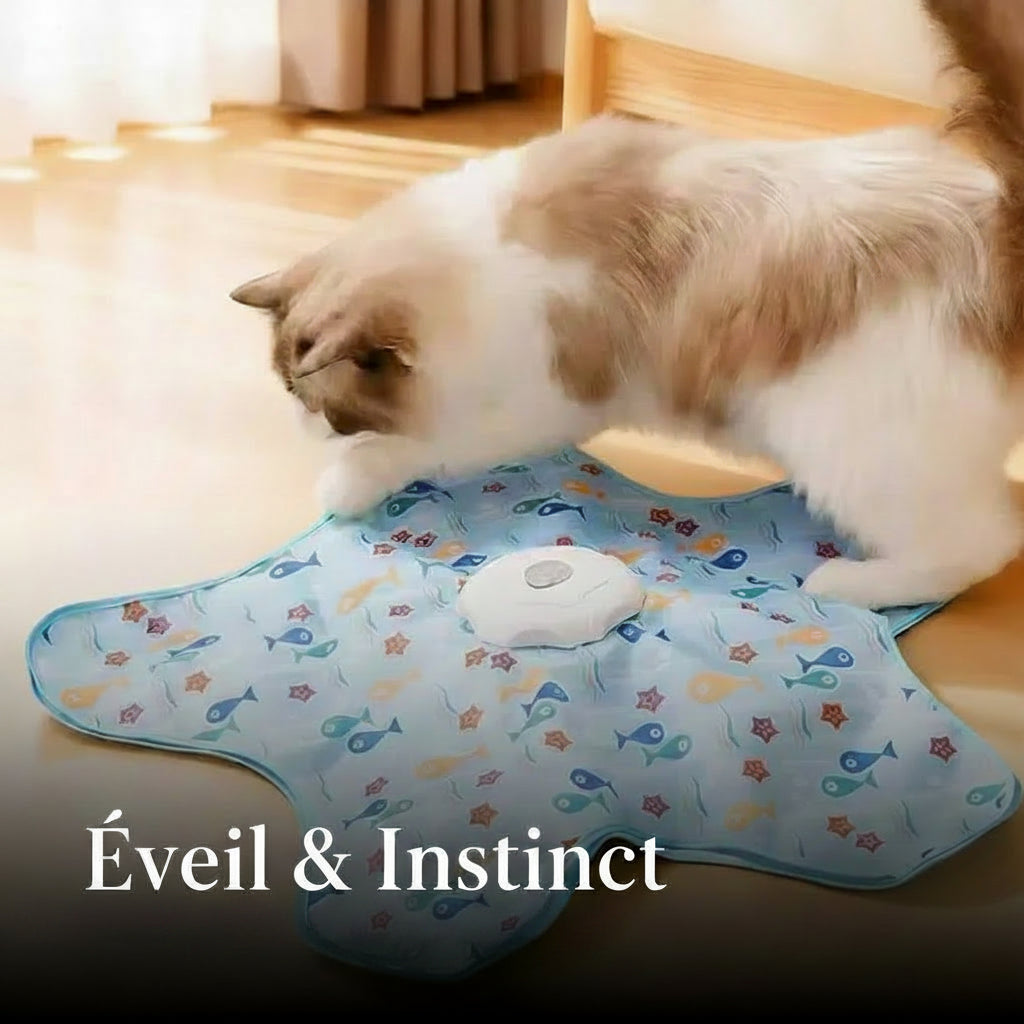 Jouet Interactif Plumes Cachées pour Chat — Tapis Électrique USB
