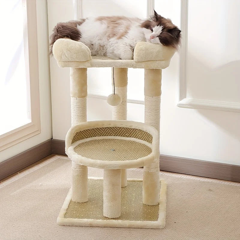 Arbre à Chat 2 Niveaux — Sisal & Peluche, Perchoirs Moelleux - Catounet