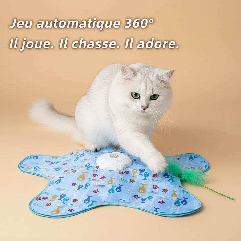 Jouet Interactif Plumes Cachées pour Chat — Tapis Électrique USB