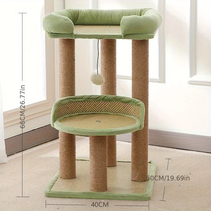 Arbre à Chat 2 Niveaux — Sisal & Peluche, Perchoirs Moelleux - Catounet