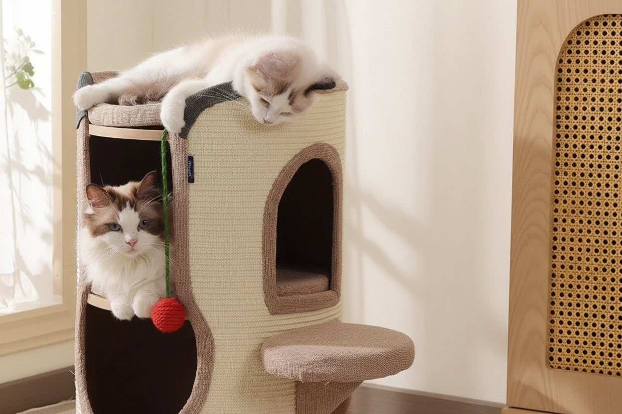 Tonneau pour Chat — Arbre à Chat Griffoir Sisal & Condo Compact - Catounet