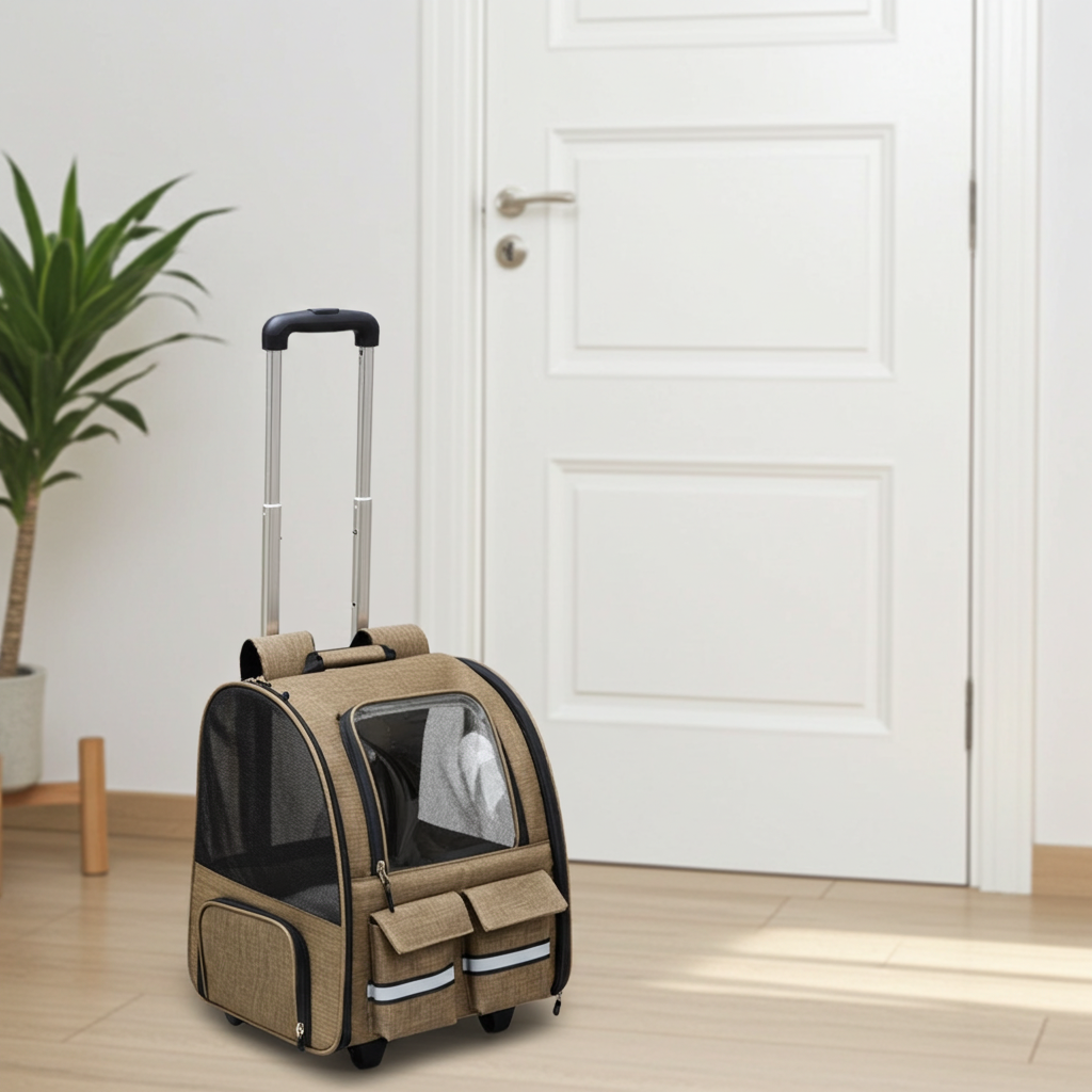 Sac de Transport 3-en-1 pour Chat — Sac à Dos, Roulettes et Sac à Main