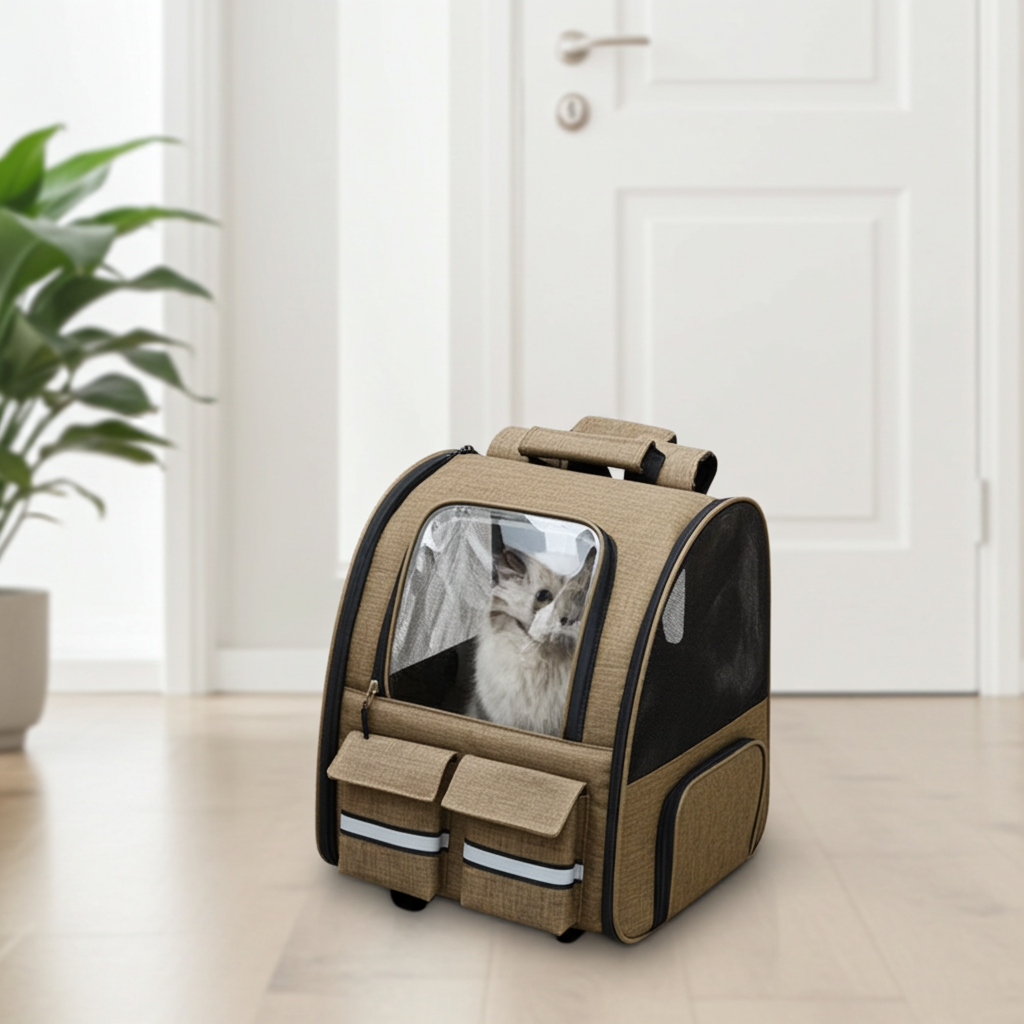 Sac de Transport 3-en-1 pour Chat — Sac à Dos, Roulettes et Sac à Main