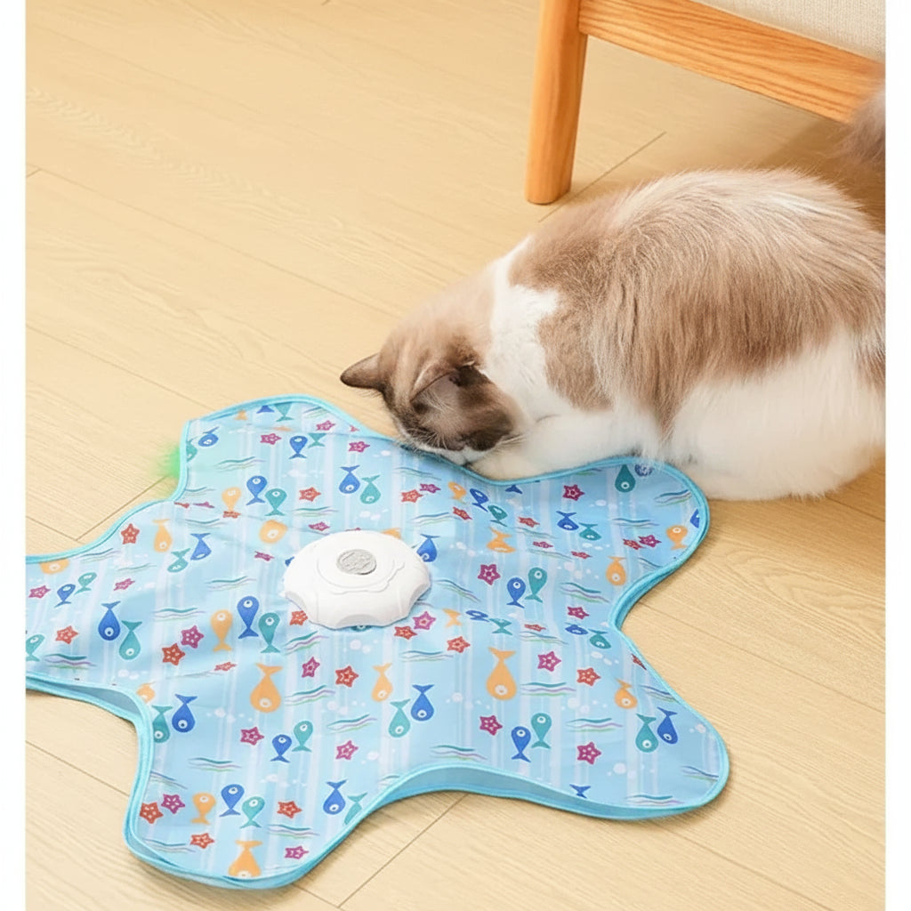 Jouet Interactif Plumes Cachées pour Chat — Tapis Électrique USB