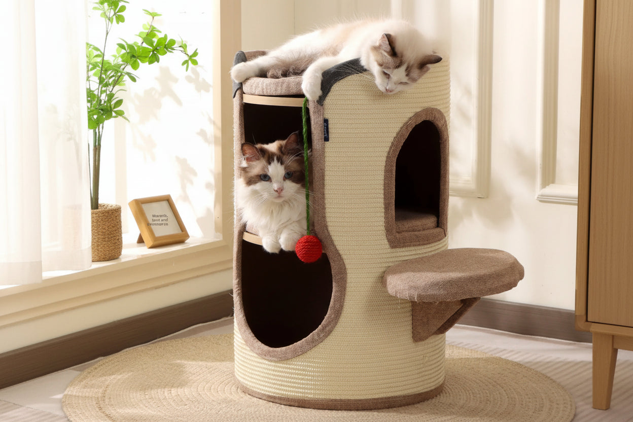 Tonneau pour Chat — Arbre à Chat Griffoir Sisal & Condo Compact - Catounet