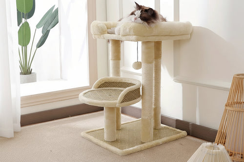Arbre à Chat 2 Niveaux — Sisal & Peluche, Perchoirs Moelleux - Catounet