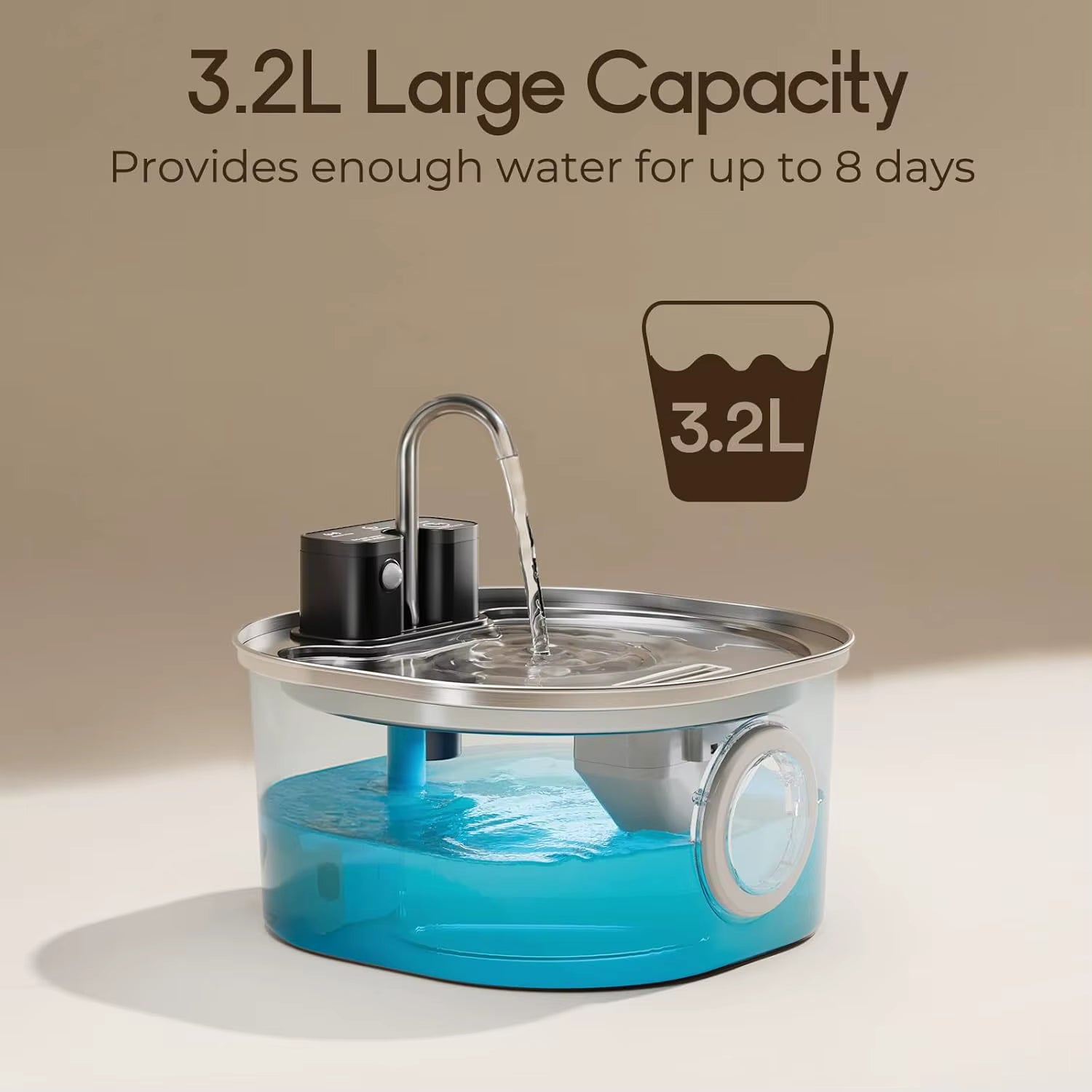 Distributeur d'Eau Intelligent USB en Inox pour Chat - Fontaine Capteur Automatique