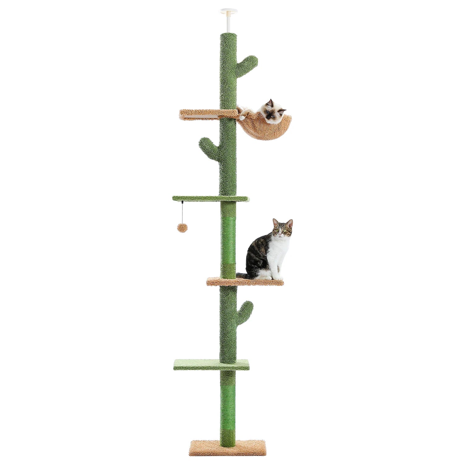 Arbre à Chat Sol-Plafond Style Cactus — 5 Niveaux, Hamac & Griffoir