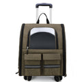 Sac de Transport pour Chat 3-en-1 Kaki - Sac à Dos à Roulettes Pliable - Catounet