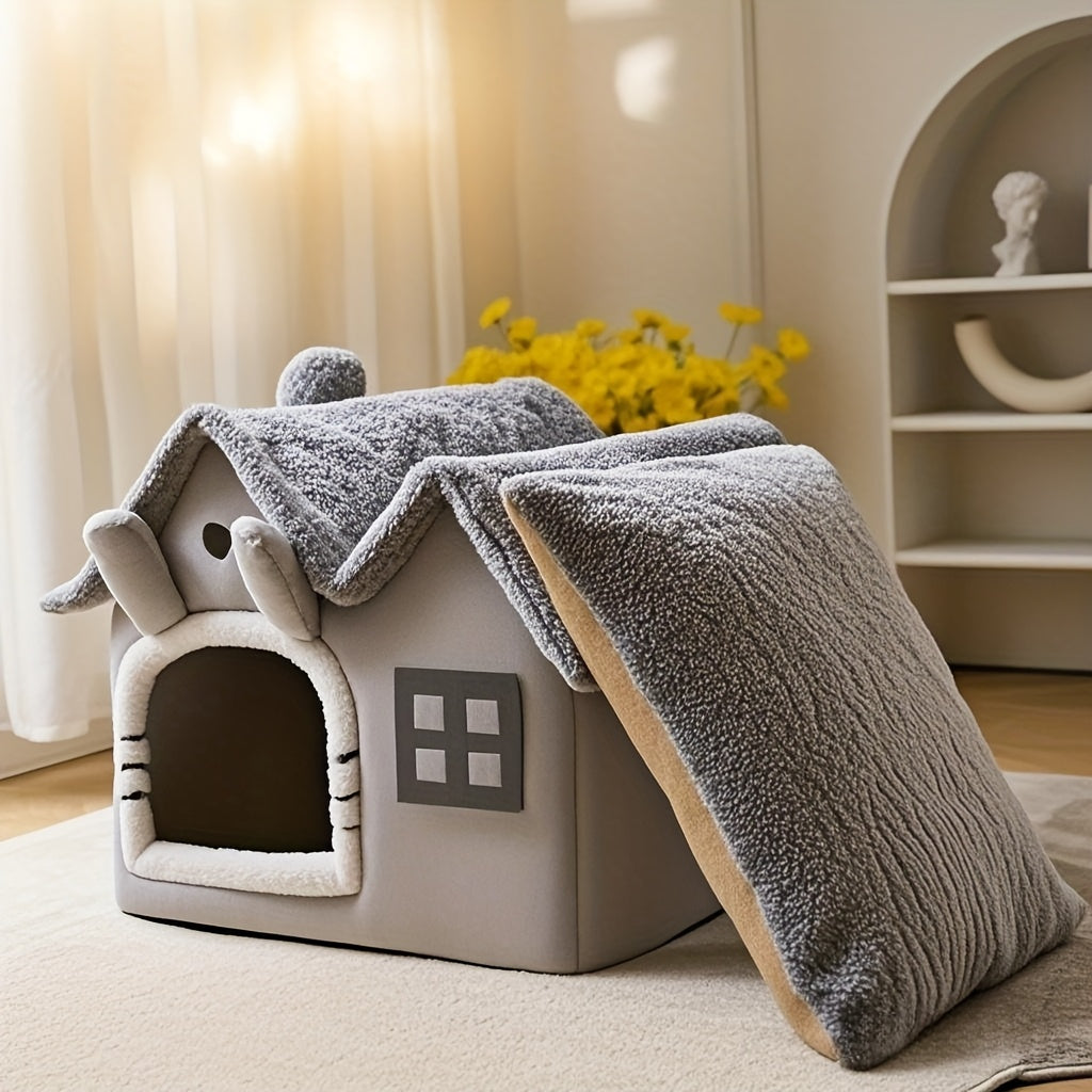 Maison Lit pour Chat Classique Douce - Niche Confortable pour Petits Animaux - Catounet