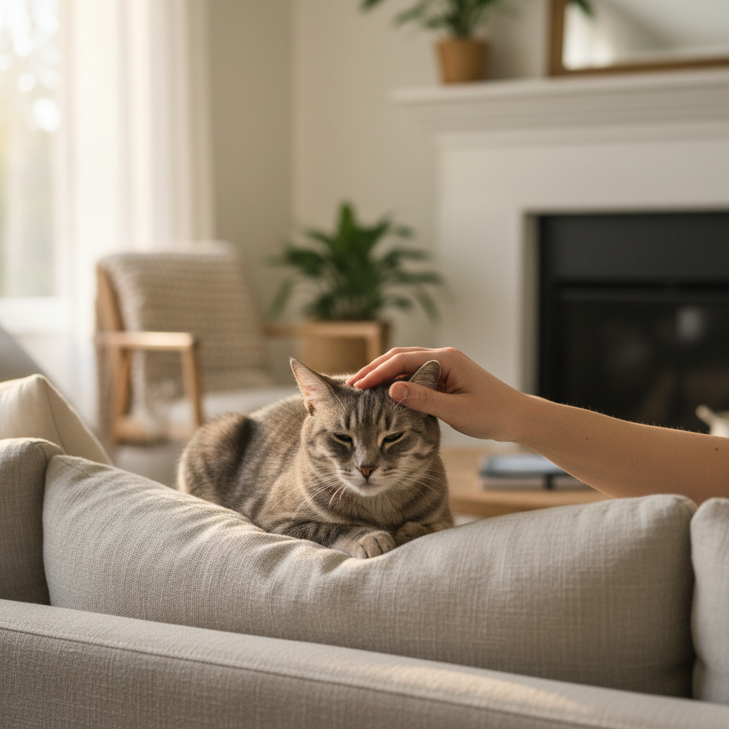 Caresse chat gris