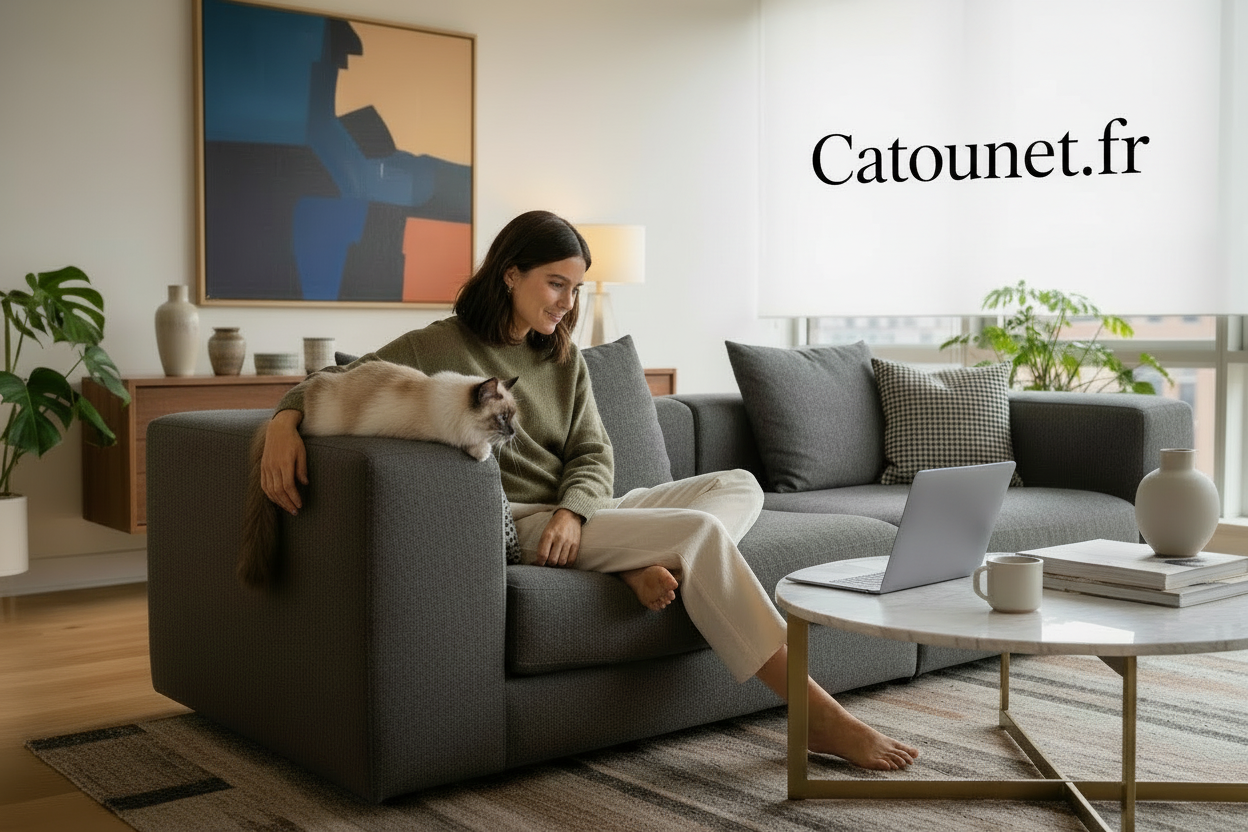 Catounet.fr sur le mur derriere la femme c'était parfait c'est sur le pc portable la suppression du site