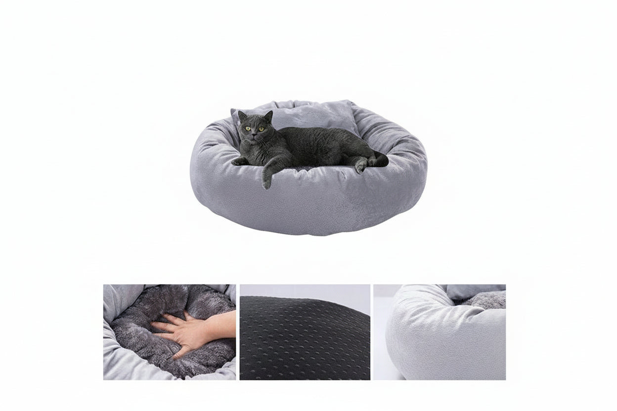 Lit Rond Mignon pour Chat et Chien avec Coussin Vimost Shop