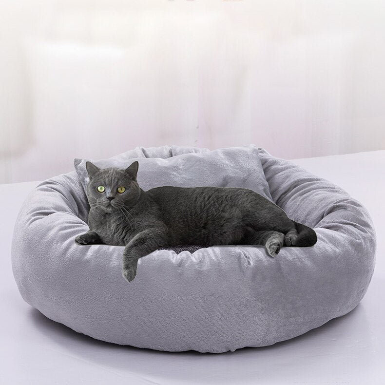 Lit Rond Mignon pour Chat et Chien avec Coussin Vimost Shop