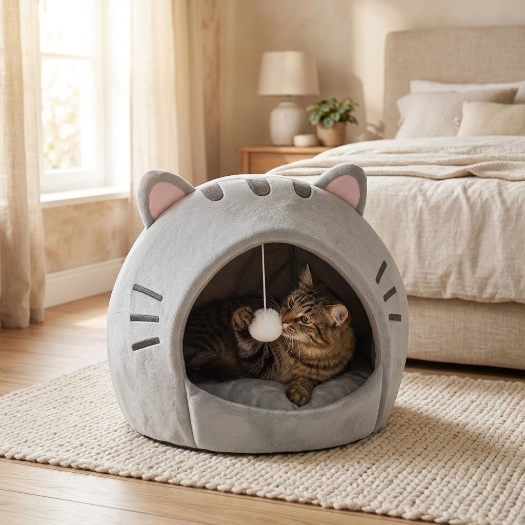 Lit pour Chat en Forme de Chat - Kawaii et Douillet