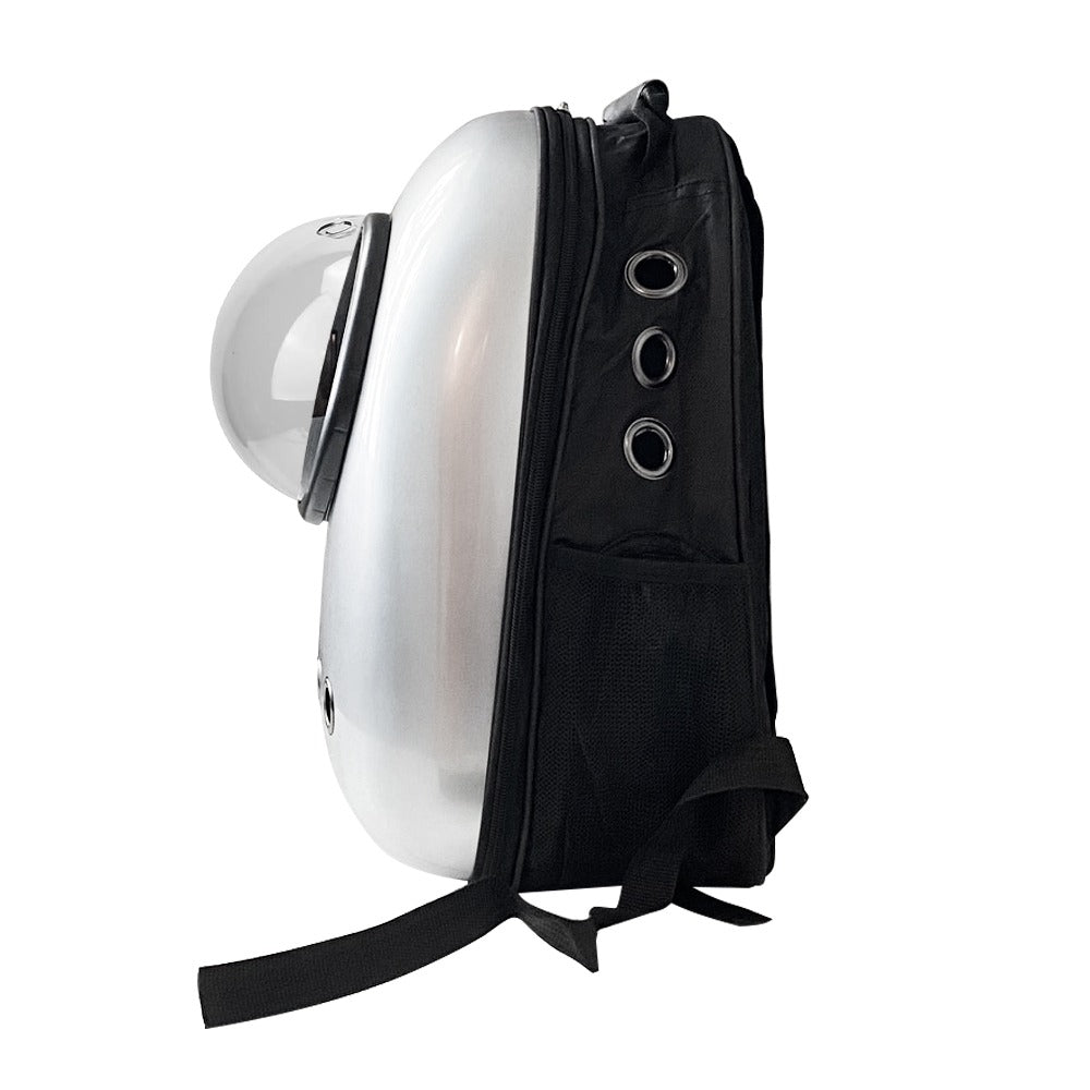 Sac à Dos de Transport pour Chat et Petit Chien Argenté - Fenêtre Plexiglas - Catounet