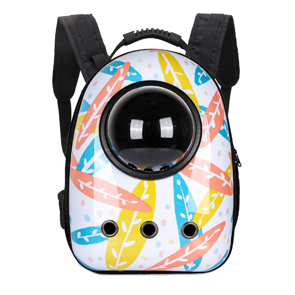 Sac à Dos de Transport pour Chat et Petit Chien Blanc Motif Feuilles - Catounet