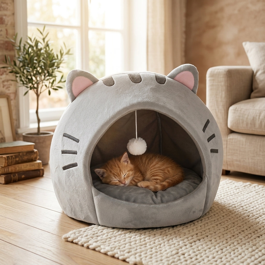 Lit pour Chat en Forme de Chat - Kawaii et Douillet